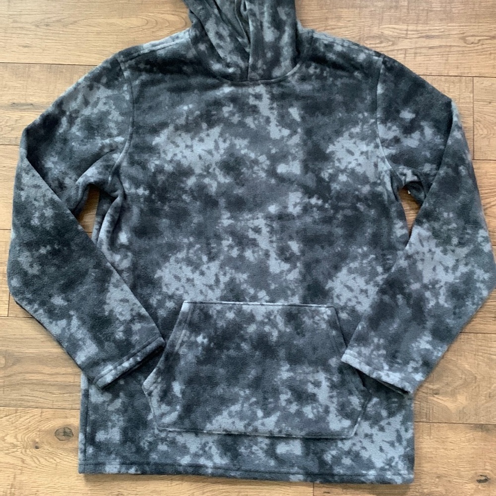 NWT Old Navy Gray Tie Dye Fleece Long Sleeve Hooded Pullover Top Youth XXL 18